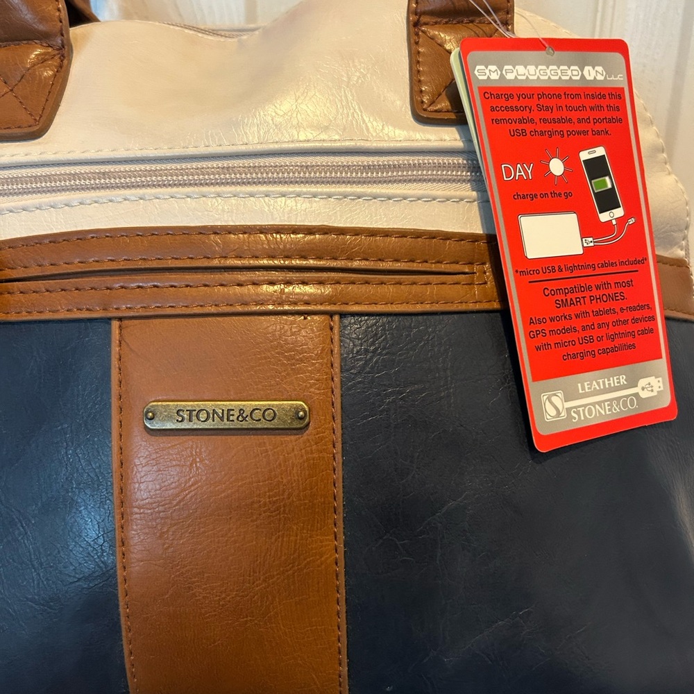 Stone & Co. Leather Women’s Bag - Navy and Tan